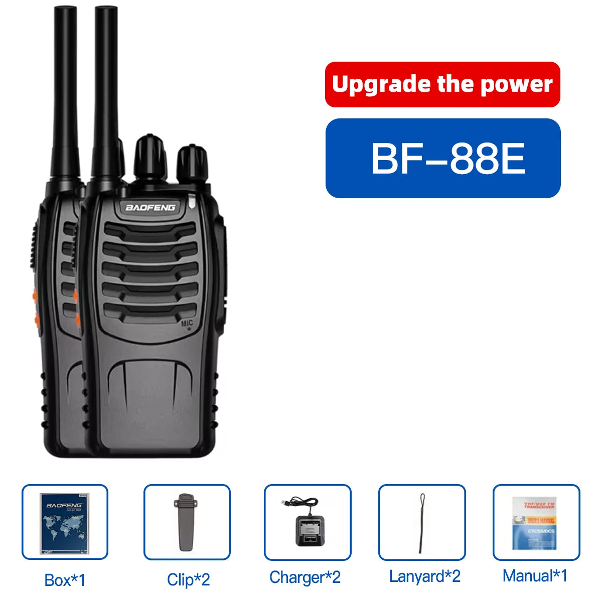2PCS Wholesale BAOFENG BF 88E Portable Two-Way Amateur Radio Handheld Walkie Talkie Charable DMR GMRS Batteries Model BF-88E