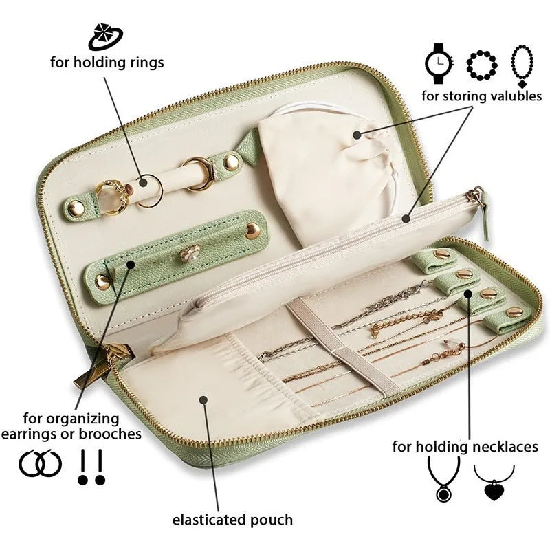 Travel Jewelry Organizer Case For Tangle-Free Necklaces Earrings Rings Bracelets Storage Fashion Portable Jewelry Travel Bags
