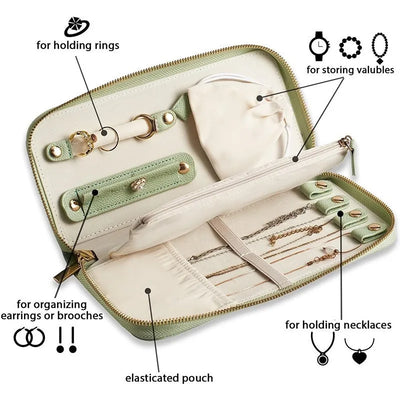 Travel Jewelry Organizer Case For Tangle-Free Necklaces Earrings Rings Bracelets Storage Fashion Portable Jewelry Travel Bags