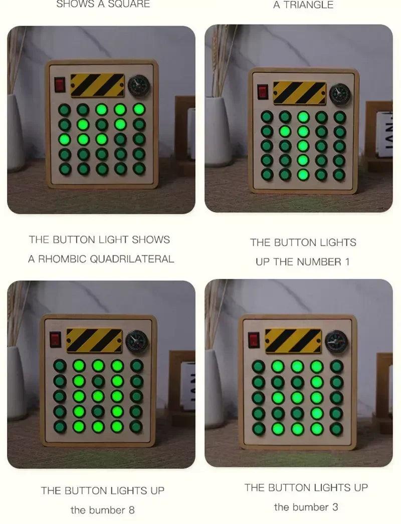 Montessori busy board sensory toys wooden with led light switch control travel activities children games for 2-4 years