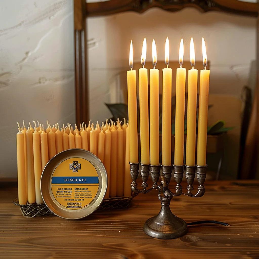 25pcs/1pack hanukkah candle natural beeswax chanukah candles thin taper honey for ritual birthday unscented