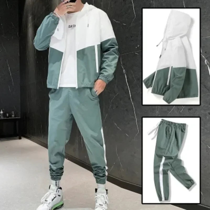 Men Casual Joggers Hooded Sportswear Jackets Pants 2 Piece Sets HipHop Running Sports Suit Tracksuit Sweatpants Hoodies Colombia