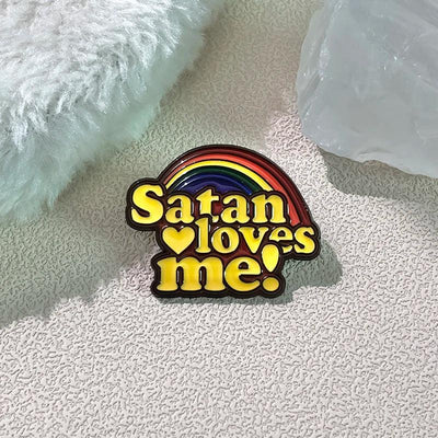 Rainbow Satan Loves Me Enamel Pin Lucifer Followe Atheist Occultist People Brooch Lapel Backpack Badge Perfect Jewelry Gift