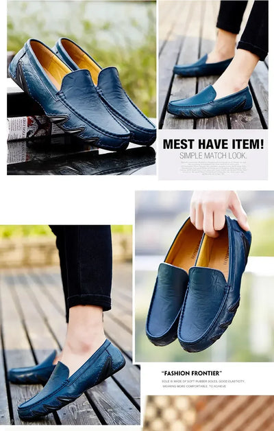 Autumn Shoes for Men Leather Casual Shoes Luxury Italian Men's Loafers Moccasins Breathable Black Versatile Driving Shoes 2024