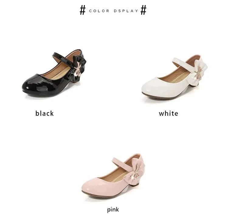 Children's Leather High Heels Shoes | Casual Soft Bottom Footwear Kids