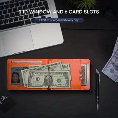 Slim Wallets for Men - Leather Money Clip Mens Wallet - RFID Blocking Front Pocket Bifold Wallet - Minimalist Credit Card Holder