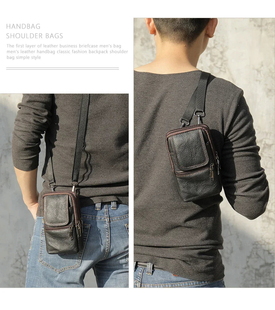 Shoulder Bag for Men Black Phone Bags Small Belt Bags Men Waist Pack Casual Messenger Bags