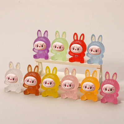 10pcs Blind Boxes Night Light Cartoon Stereoscopic Labubu Cute Children Toy Diy Resin Car Keychains Pendants Surprise Gift
