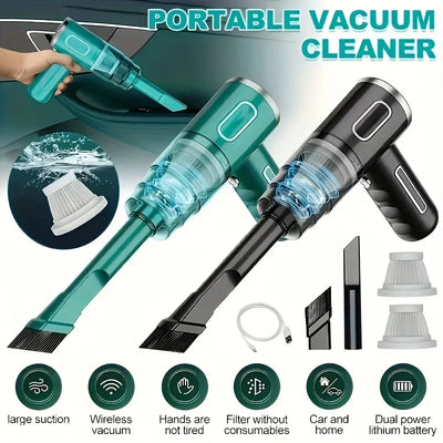 Portable Wireless Car Vacuum Cleaner with Strong Suction USB Rechargeable Mini Vacuum for Car Home Office Compact Spaces