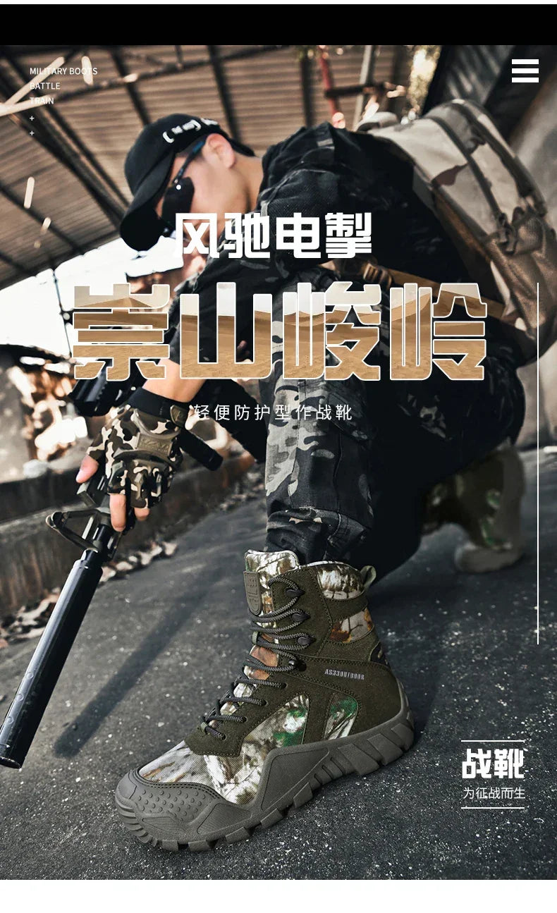 New Men Tactical Boots Lace Up Waterproof Climbing Hiking Shoes Motorcycle Training Army High Quality Hunting Unisex Desert Boot
