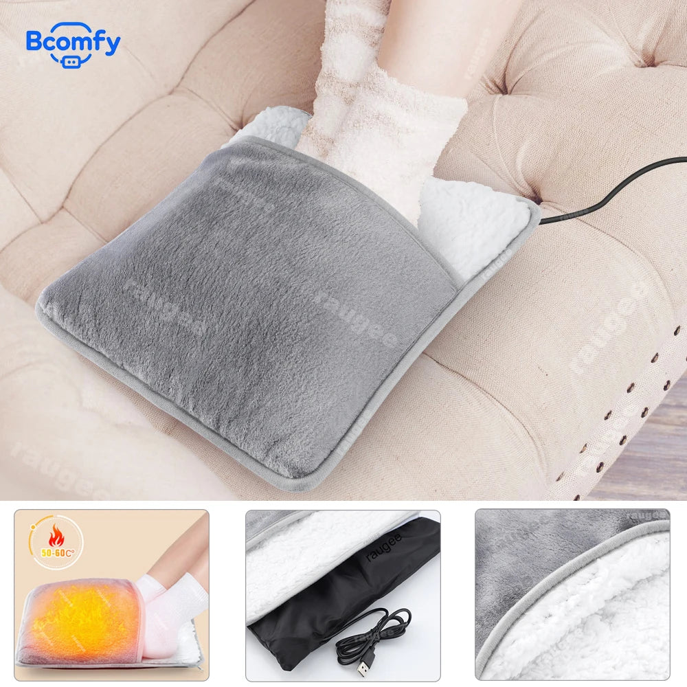 Foot Warmer Foots Heater USB Electric Foot Heating Pad Rechargeable Feet Warmer Heater Soft Plush Foot Warmer Heater for Home