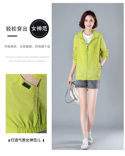 2025 New Fashion Summer Sun Protection Clothing Women Hooded Short Breathable Loose Print Thin Casual Sun Jackets Female Coats
