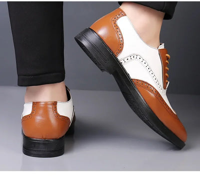 Retro Men's Oxford Shoes Fashion Block Carved Casual Shoes Social Shoes Male Business Dress Leather Shoe Zapatos Para Hombres