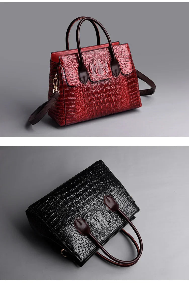 Vintage Fashion Crocodile Genuine Leather Luxury Ladies Handbags Women Bags Designer Woman Shoulder Bag Female Bolsas Feminina