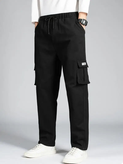 Men's Casual Wide Leg Pants Loose Straight Hip-Hop Streetwear Fashion Cargo Trousers with Pockets