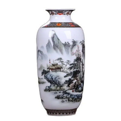 Ceramic Jingdezhen Vase Chinese Traditional Flower Vases Living Room Decoration Vase Fine Smooth Surface Furnishing Articles