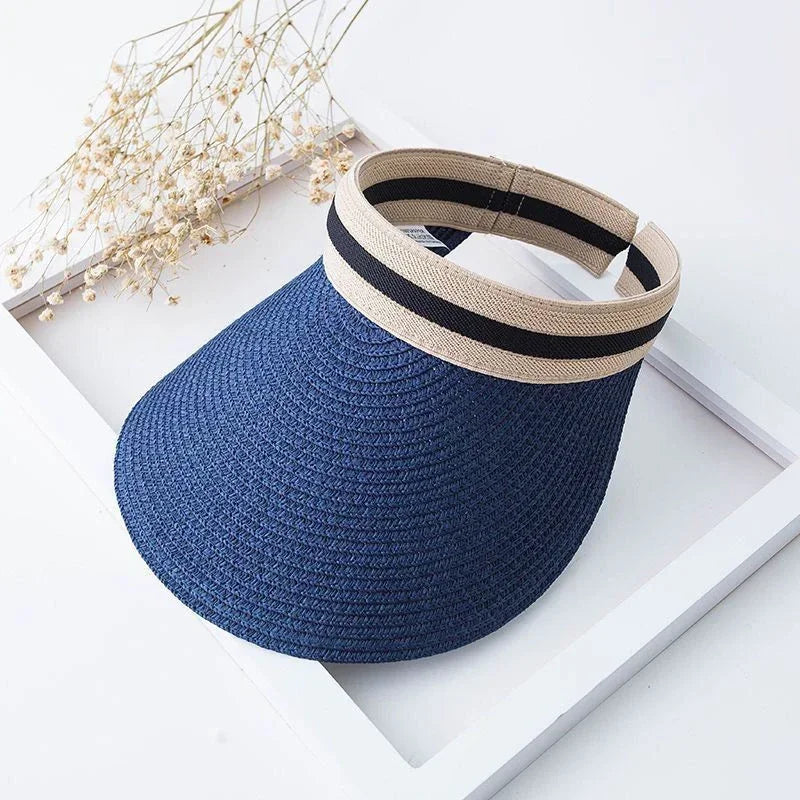 Fashionable Women's Sun Hat Sunscreen UV Resistant Beach Sun Hat Casual Hat Lafite Grass Woven Top Hat Suitable for Summer Women