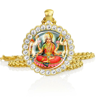 Hinduism Necklace Ganesha Goddess Kashmi Vishnu Rhinestone Pendant Shiva Amulet Charms Necklaces Women Indian Buddhism Jewelry