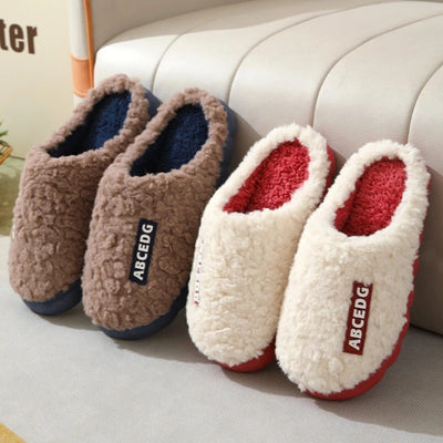 Couple's Plush Slippers for Women & Men - Extra Warm Winter House Shoes, Non-Slip Fuzzy Lined Indoor Slides with Thick Sole