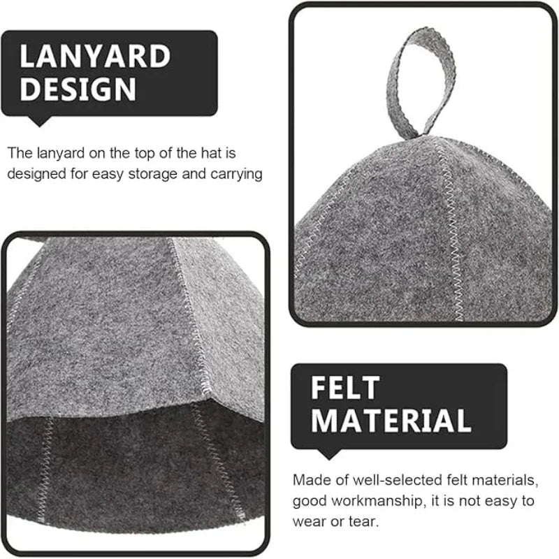 Sauna Hats, Sauna Caps Sauna Hats Sauna Accessories Felt Sauna Cap for Men and Women Home Sauna Steam Cap for Steam Room