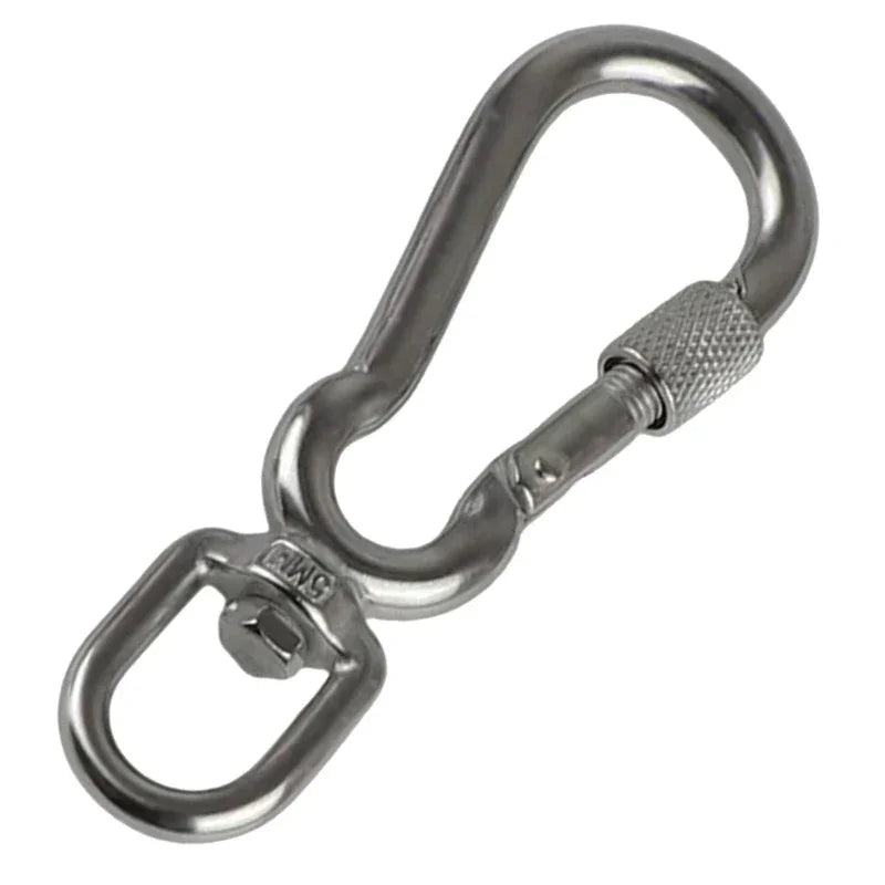 Stainless Steel Hook with Swivels for Dog Collar Carabiner with Swivels Joint Bolted Carabiner for Pet Leashes/Camping Tent