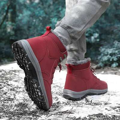 Snow Boots for Men Casual Winter Shoes Platform Non-slip Warm Fur Ankle Boots Plush Combat Outdoor Hiking Motorcycle Boots