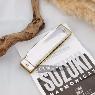 [12 Keys] Suzuki Diatonic Harmonica 1072 New Silver FolkMaster Gaita Standard 10 Hole Diatonic Harmonica Beginner Blues Harp