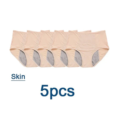 5pcs/Set Leak Proof Menstrual Panties Women Period Underwear Sexy Pants Physiological Underwear Plus Size Waterproof Briefs