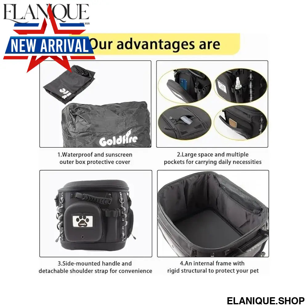 Motorcycle Pet Carrier Crate – Portable Weather-Resistant Cat & Dog Box