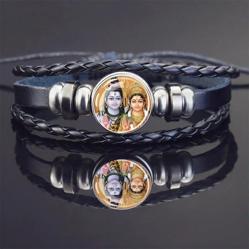 Hinduism God Bracelets Ganesha Vishnu Shiva Amulet Bracelet for Men Women Goddess of Kashmi Wealth Bangle India Buddhism Jewelry