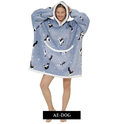 Blanket Hoodie Sherpa Fleece Oversized Wearable Blanket Warm Thick Big Hooded Sweatshirt Blanket for Women Adults Men Teens