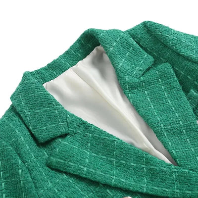 Green Double Breasted Women's Blazer, Beige, Black, Red Women Suit Jacket, Spring Vintage Female Coats