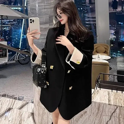 Outerwears Solid Jacket Spring Autumn Coats for Women Black Long Blazer Woman Youthful Clothes High Quality 2025 New in Arrivals
