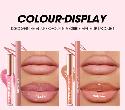 12PCS Retro Lip Set 6 Lipliner 6 Dripglass Oil Matte Shiny Long Lasting Makeup Kit Cosmetics Beauty Essentials