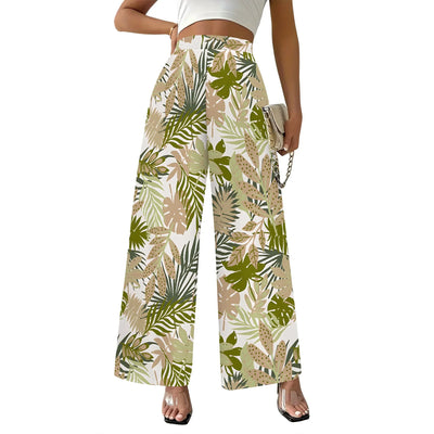 Women's Wide Leg Sweatpants Casual Elastic High Waisted Drawstring Long Pants Beach Vacation Pants with Pockets