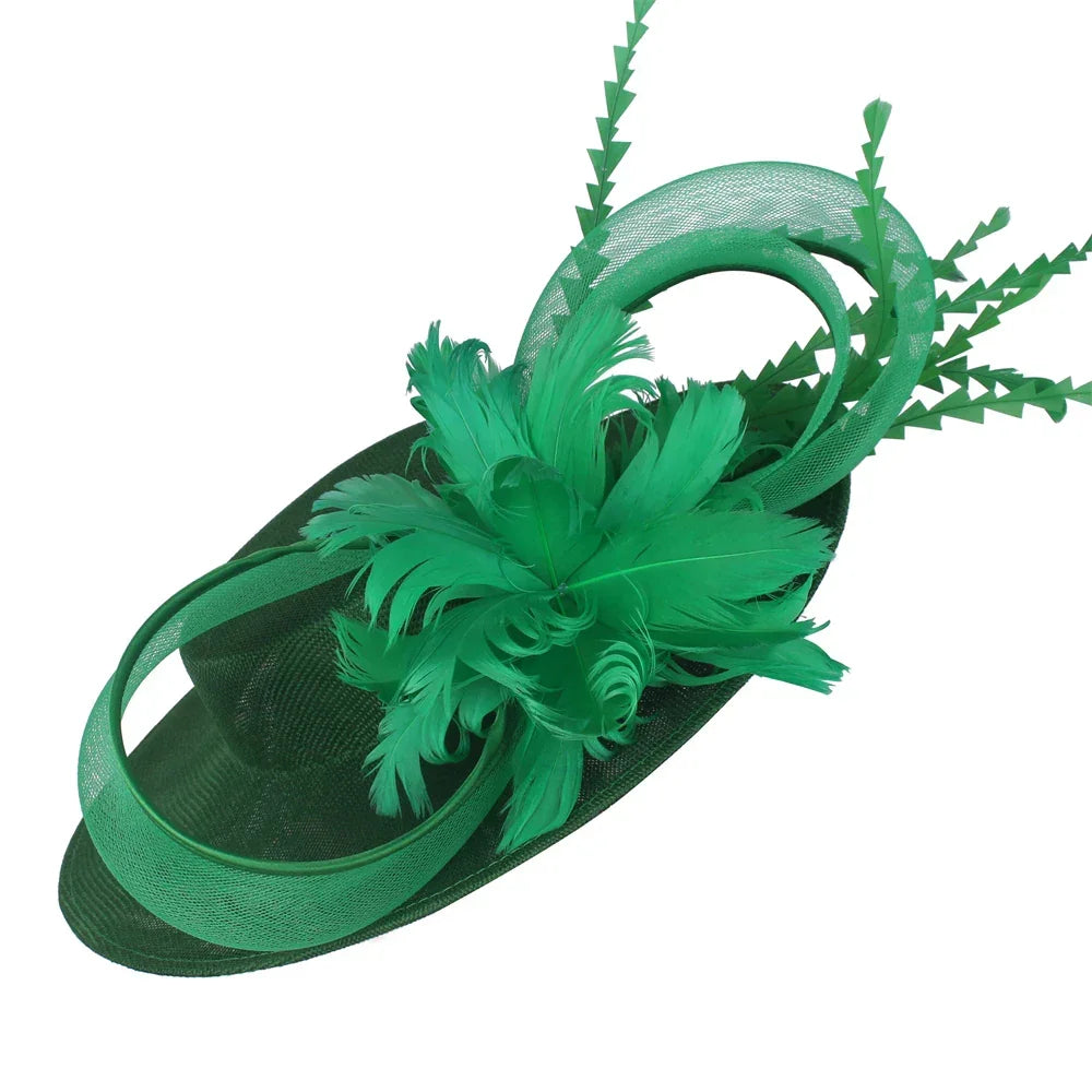 Bride Pillbox Red Fascinator Hat Femme Wedding Chapeau Women Formal Event Tea Millinery Cap Feather Royal Ascot Race Headpiece