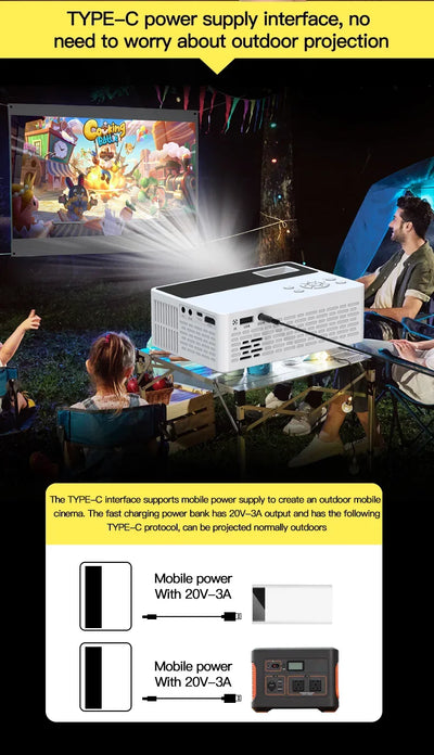 Besus J12C Pro Mini Portable Projector, 1080P Full HD, connects to your cell phone, 120 inch large screen projection for indoor.