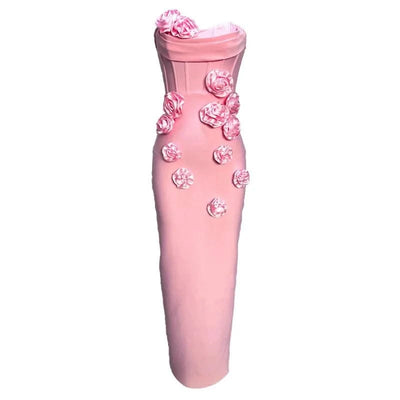 Pink Red Women Off the Shoulder Florals Bodycon