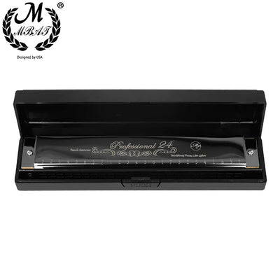 24 Holes Harmonica Key of C Professional Tremolo Mouth Organ With Case For Adults Professionals and Students Harmonica
