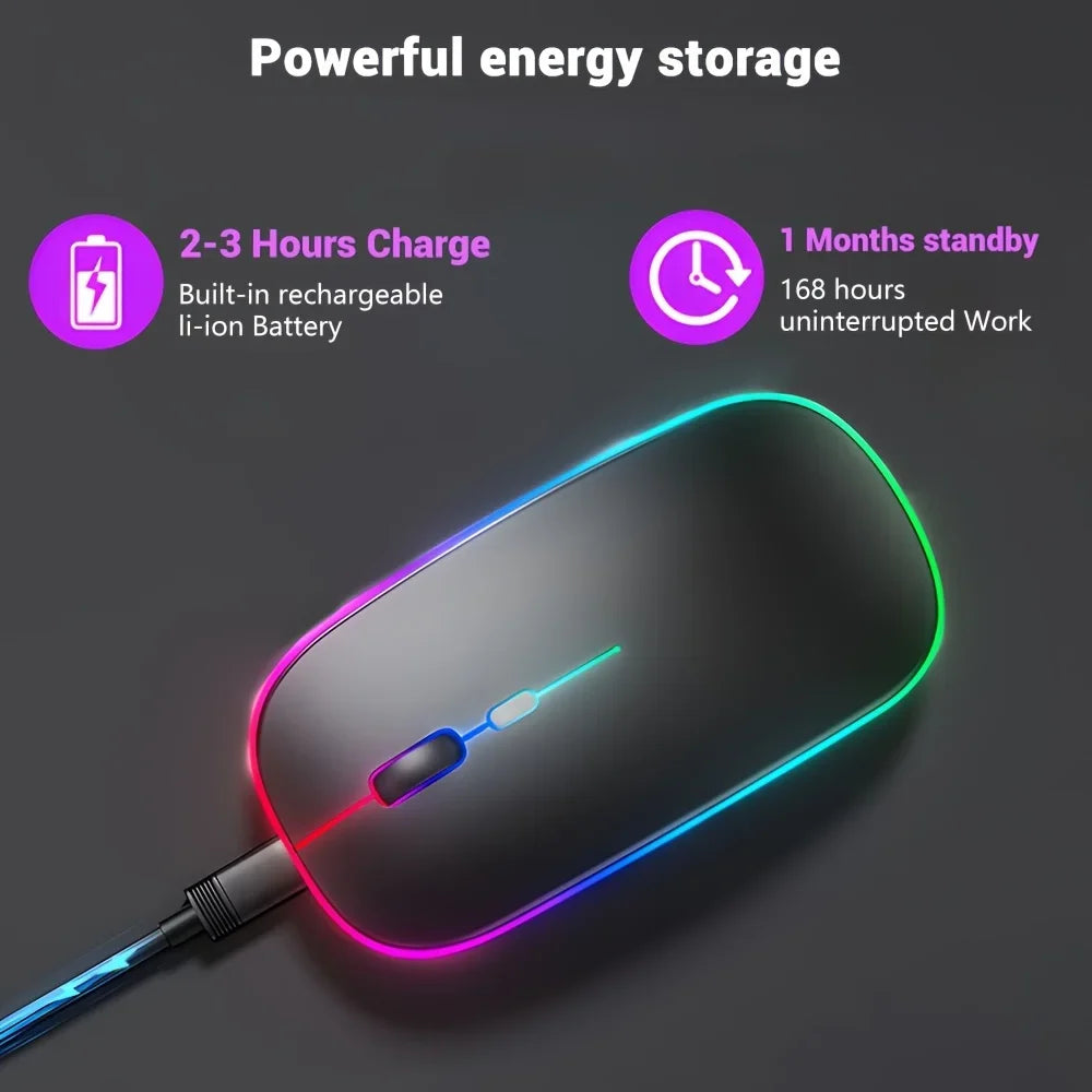 Wireless Mouse Bluetooth-Compatible Gaming Mouse (Dual Mode:BT+2.4Ghz) Ergonomic Rechargeable Mice for PC/Laptop/Macbook  ﻿