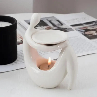 Candle Lamps Aromatic Oil Burner Shape Ceramic Essential Oil Candle Holder Wax Melt Burner Warmer Melter Fragrance Home Decor