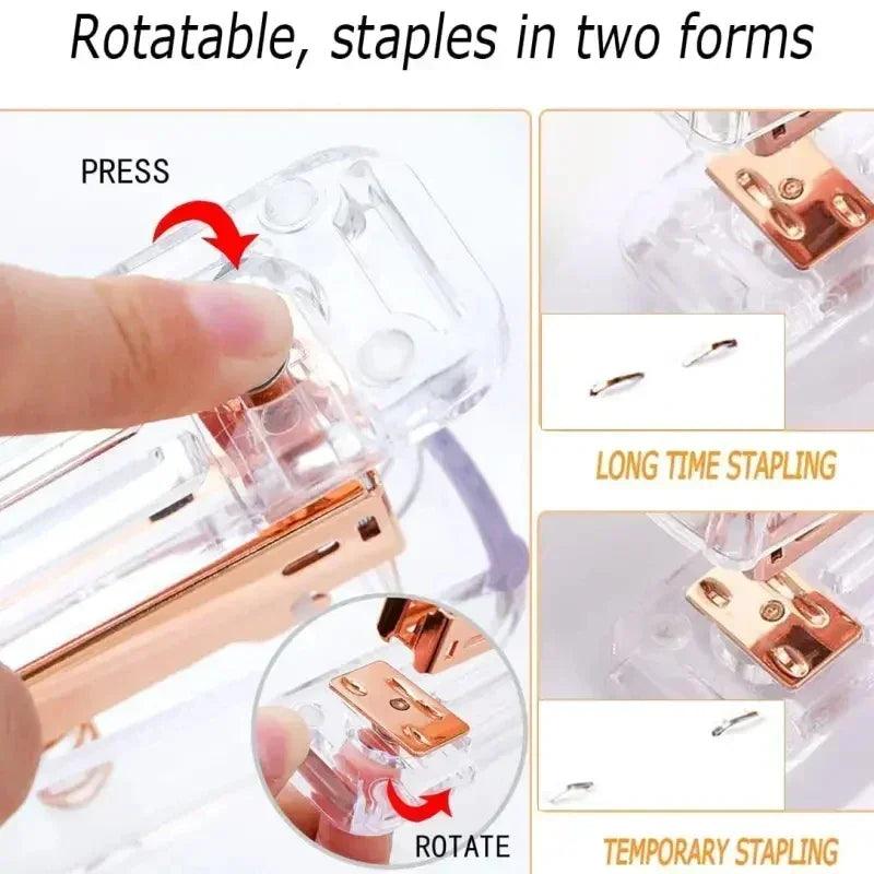 Complete office supplies set -acrylic stapler tape holder pen ballpoint pens scissors binder paper clip staples