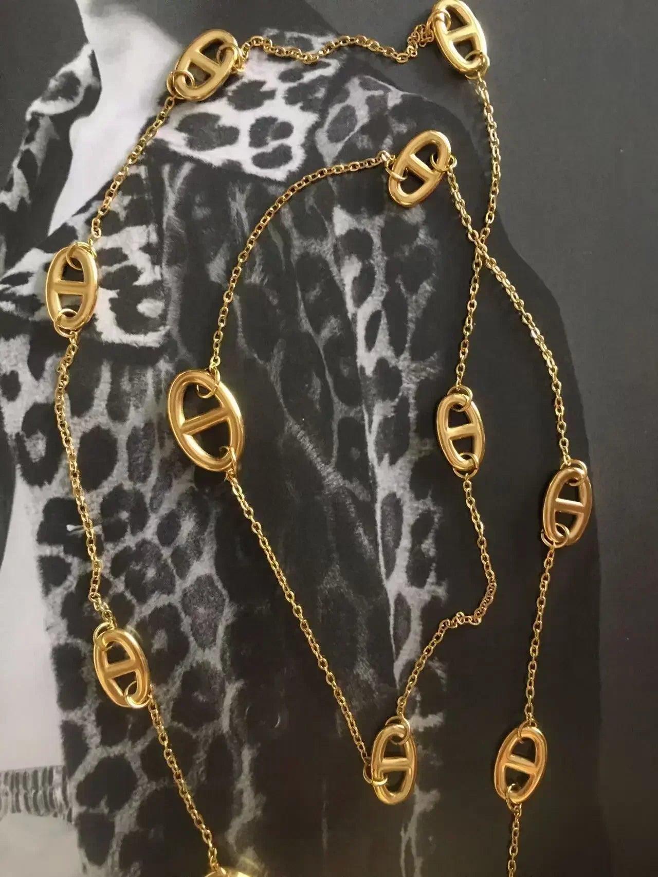 Luxurious 80cm non-fading necklace ot buckle long-sleeved decorative dress shirt t-shirt coat sweater chain high-end