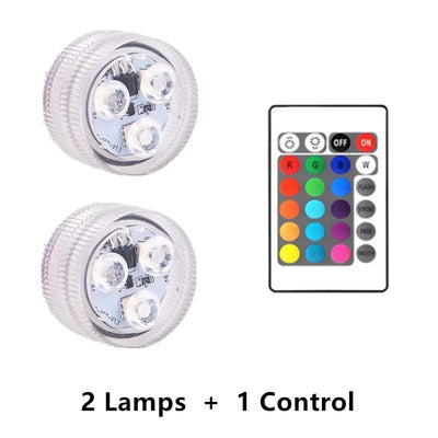 3LEDs Underwater RGB Submersible Lights with Battery Waterproof Swimming Pool Night Atmosphere Lamp Decor Wedding Party