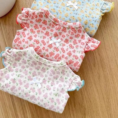 Pet Dog Vest Summer Puppy Clothes Cute Floral Flying Sleeves Dog T-Shirt Chihuahua Pug Bichon Cat Dog Apparel Dog Girl Clothing