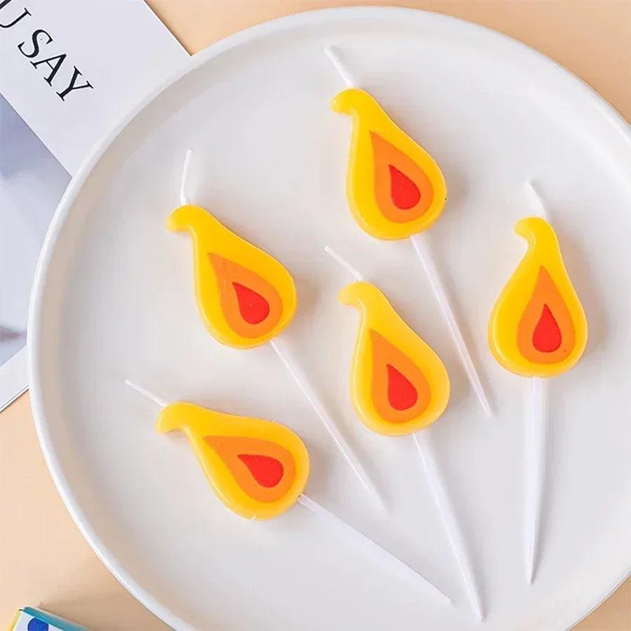 Yellow flame cake candle retro cartoon birthday internet celebrity christmas decoration
