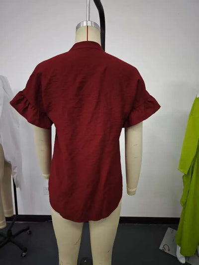 Women's Button Solid Linen Tops