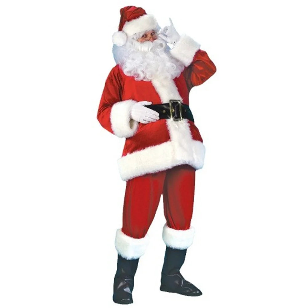 Christmas Santa Claus Costume Men's Adult Christmas Eve Performance Clothing Traditional Red And White Suit for Modern Dance