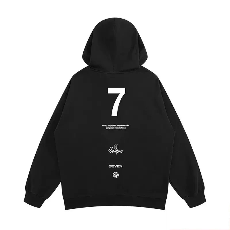 High Street Letter Print Hooded Hoodies Mens Front Pockets Baggy Casual Retro Pullover Sweatshirts Fleece Y2K Hoody Clothes