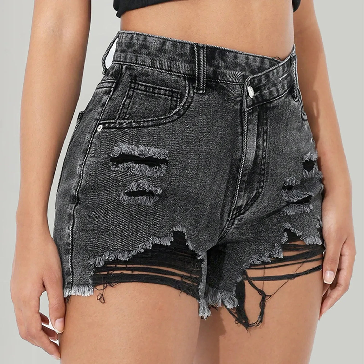Denim Shorts Holes Shorts For Women Fashion High Waist Wide Leg Short Jeans Female Designer Casual Street Short New Pantalones